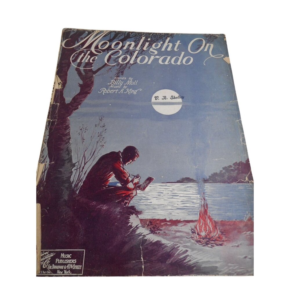Vtg Sheet Music Piano Ukulele Moonlight on Colorado Play or Frame  1930